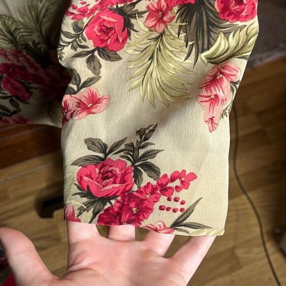 Folio Collection Saks Fifth Avenue Silk Women's Beige Floral Blazer Size 10 - Picture 9 of 11